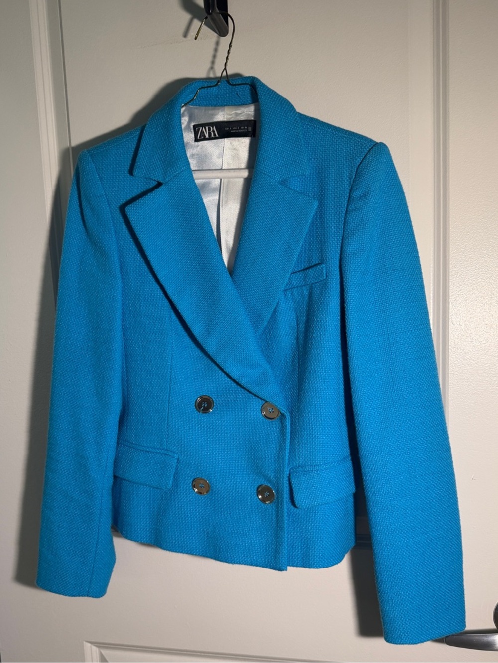 Zara Turquoise Double-Breasted Blazer Jacket